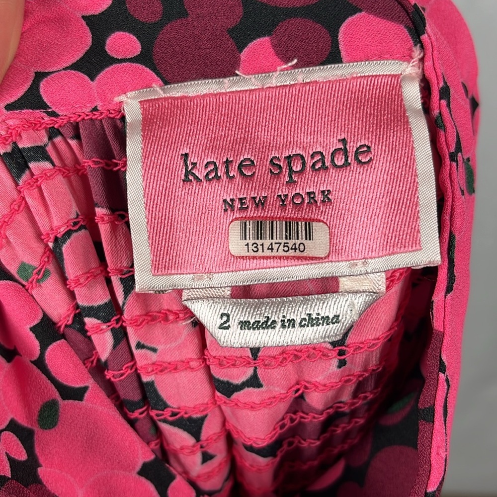 Kate Spade New York Bubble Dot Smocked Dress in Rhubarb Jam. - Picture 12 of 16